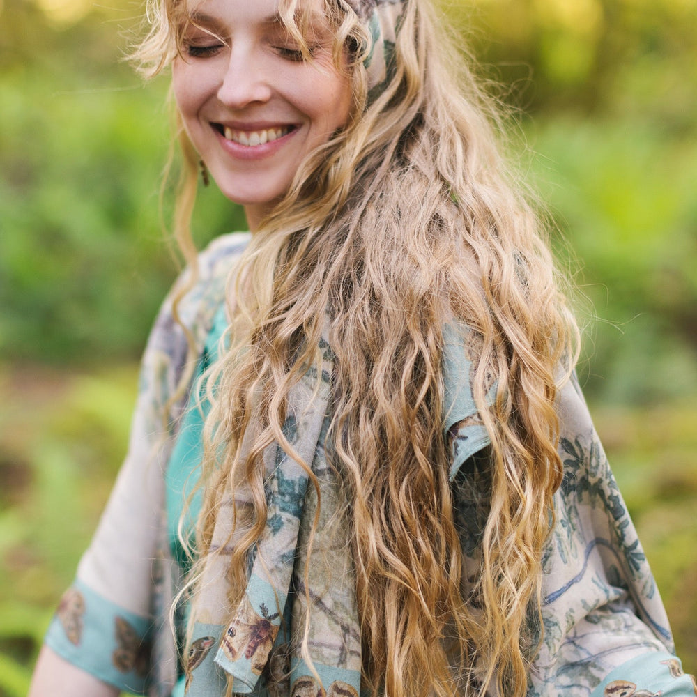 
                  
                    Scarf inspired by Charles Aston’s tree paintings and antique moth artwork – a light, airy accessory perfect for daydreamers and nature lovers – Market of Stars.
                  
                