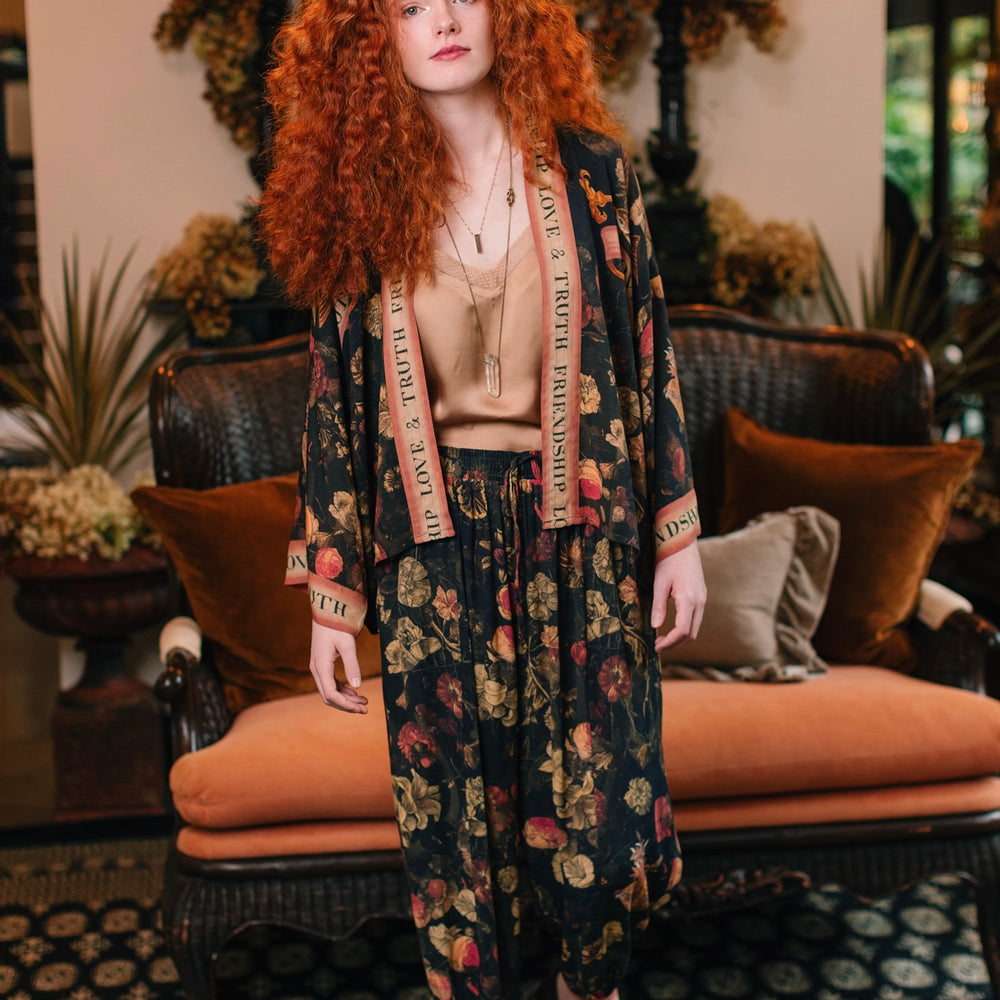 
                  
                    Model wearing a lightweight drapey viscose crepe pant that moves like poetry in motion. Relaxed, romantic and ready for adventure - Market of Stars
                  
                