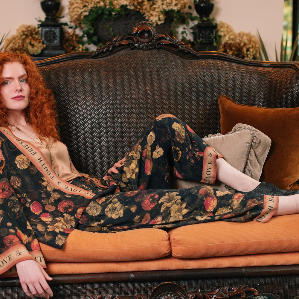 
                  
                    Model wearing a lightweight drapey viscose crepe pant that moves like poetry in motion. Relaxed, romantic and ready for adventure - Market of Stars
                  
                