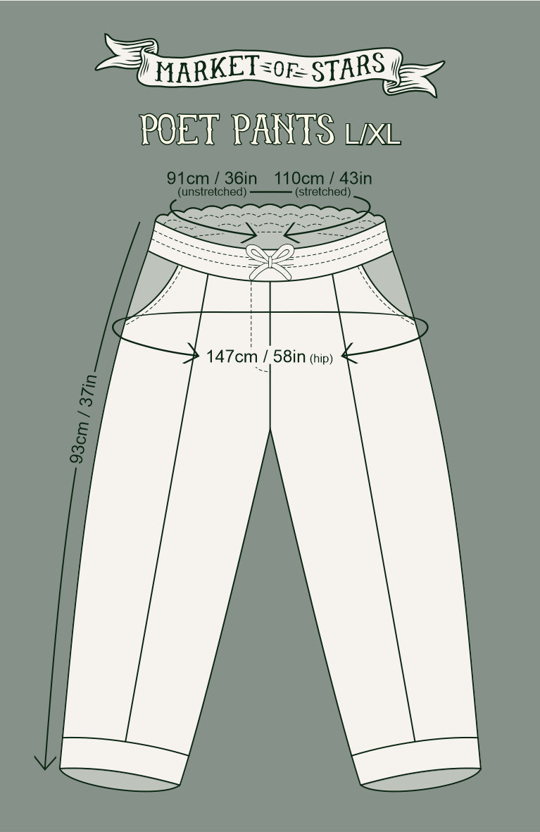 Model wearing a lightweight drapey viscose crepe pant that moves like poetry in motion. Relaxed, romantic and ready for adventure - Market of Stars