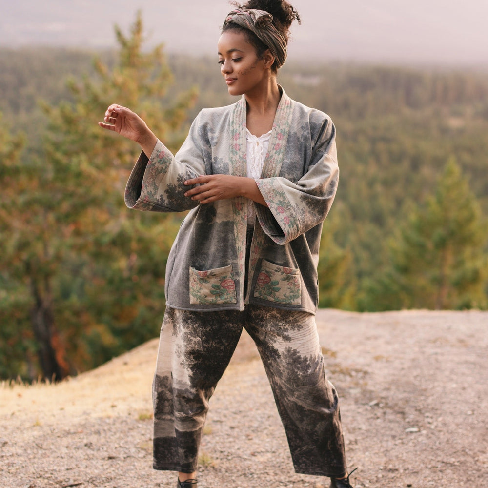 
                  
                    Linen Still I Rise Artist Pants with lantern hem, featuring antique landscape etchings in a rich, layered print celebrating resilience – Market of Stars
                  
                