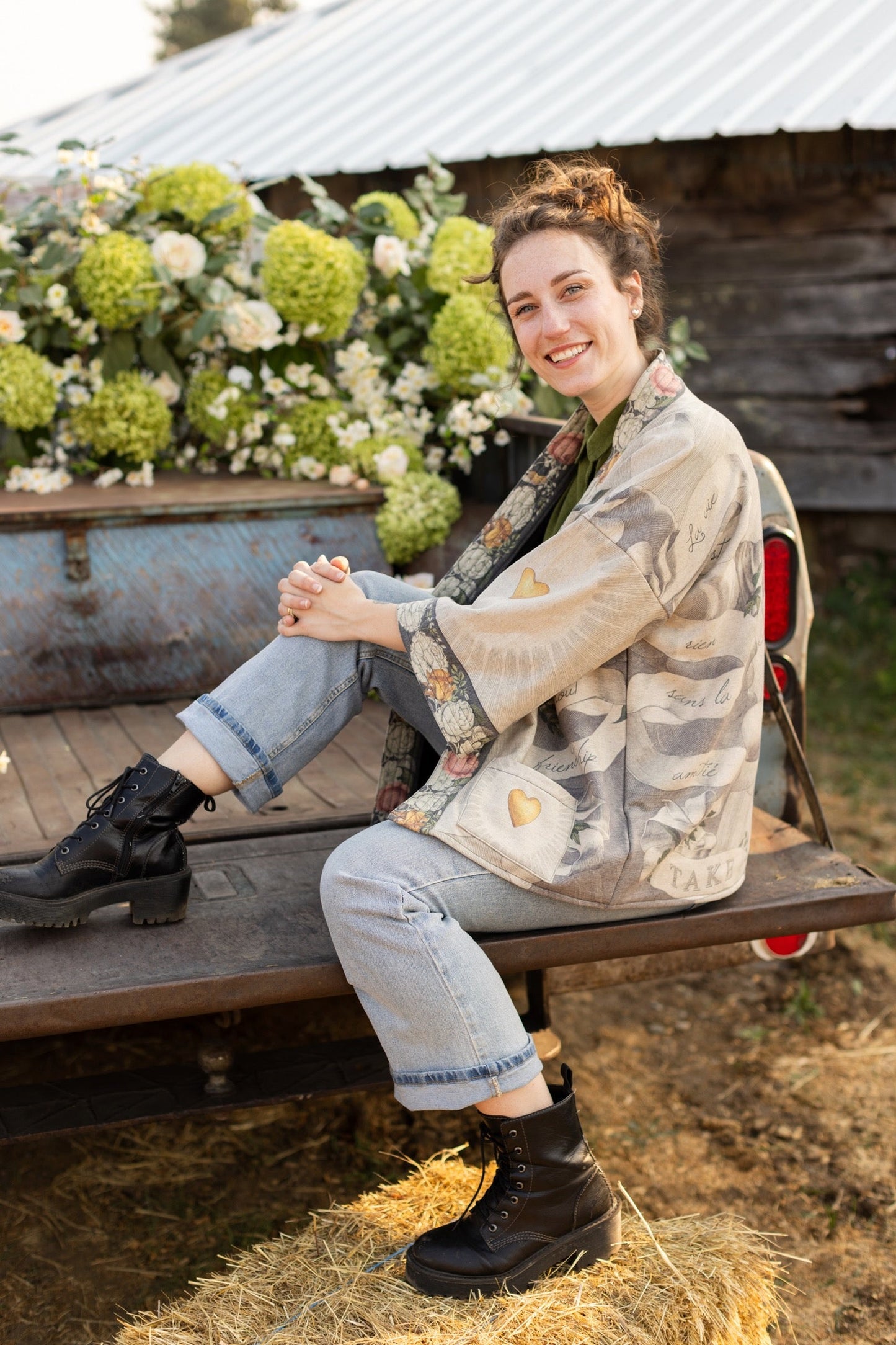 A cozy cardigan lined in fleece featuring Victorian collage artwork and the phrase “Life is nothing without friendship” – Market of Stars
