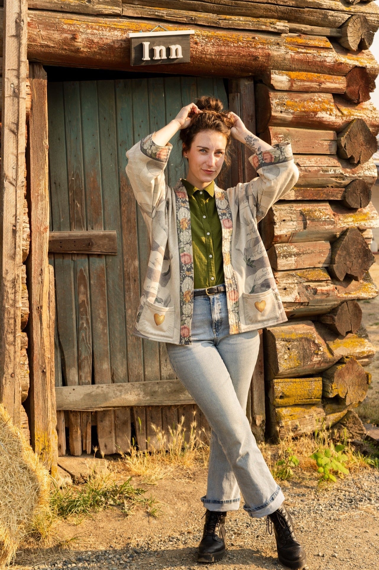 A cozy cardigan lined in fleece featuring Victorian collage artwork and the phrase “Life is nothing without friendship” – Market of Stars