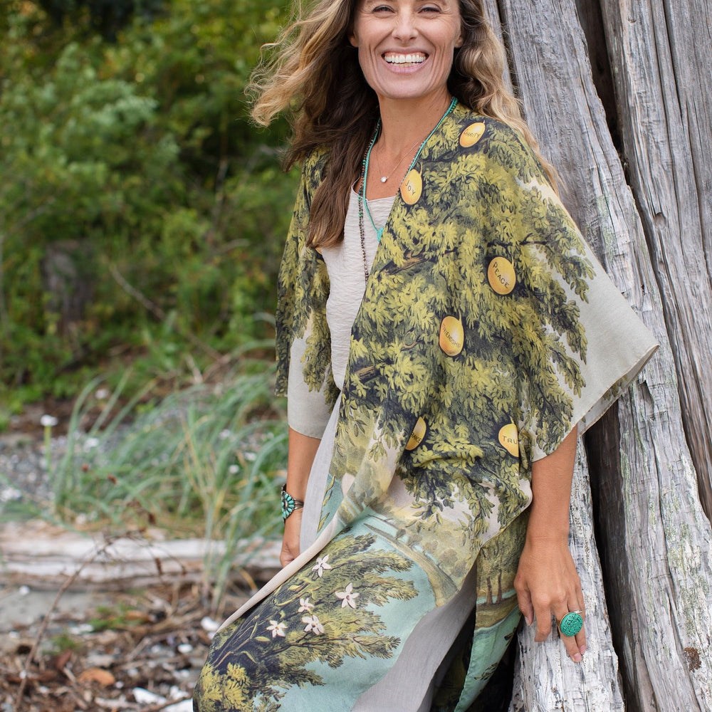 
                  
                    Model wearing Tree of Life Starduster celebrating growth renewal and timeless beauty – Market of Stars
                  
                