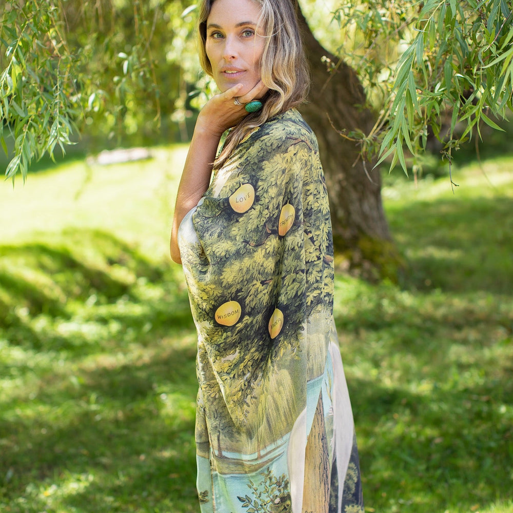 
                  
                    Model wearing Tree of Life Starduster celebrating growth renewal and timeless beauty – Market of Stars
                  
                