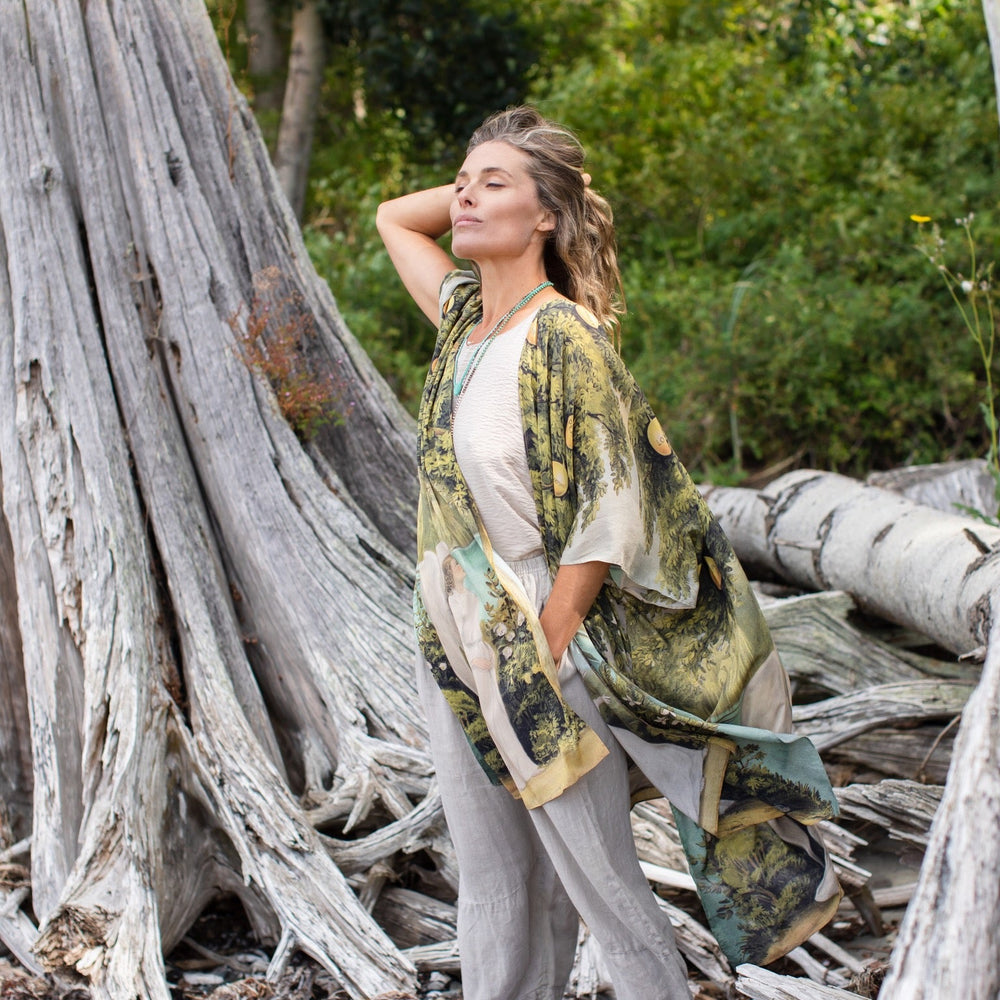
                  
                    Model wearing Tree of Life Starduster celebrating growth renewal and timeless beauty – Market of Stars
                  
                