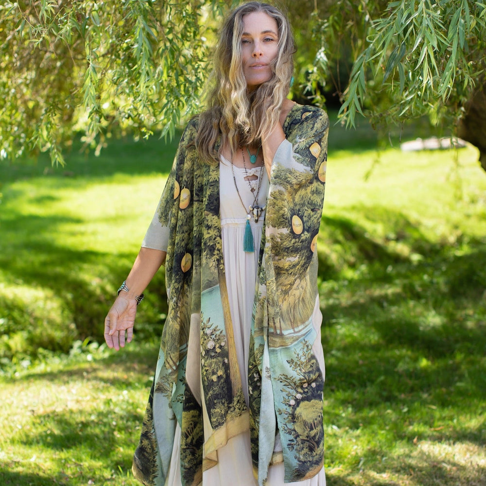 
                  
                    Model wearing Tree of Life Starduster celebrating growth renewal and timeless beauty – Market of Stars
                  
                